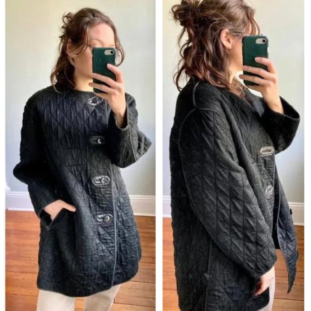 Vintage Quilted Black German Thermo Double Insulating Heavyweight Coat Liner